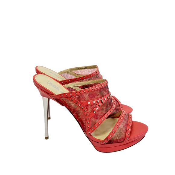 ABS VERO CORAL PINK AND SILVER WOMEN HEELS SIZE 8M NO BOX - Picture 1 of 7